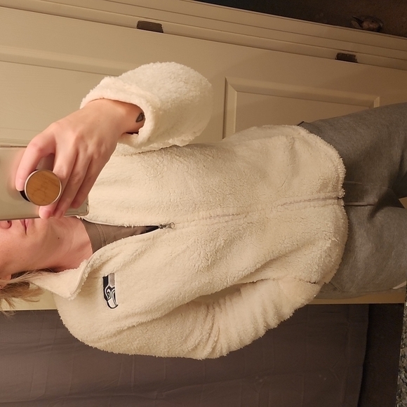 NFL Seattle Seahawks Teddy Sherpa Full Zip White Sweater - Picture 2 of 12